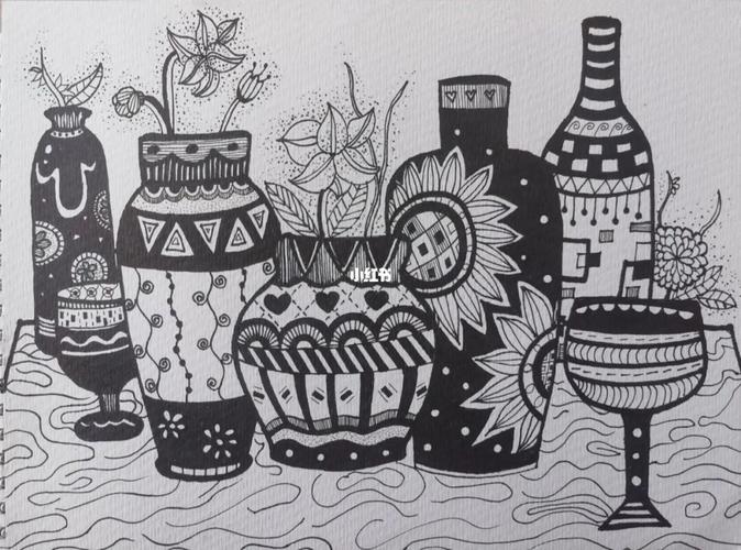 临摹 瓶瓶罐罐,可可爱爱_临摹_美术_线描_创意线描_兴趣爱好_绘画