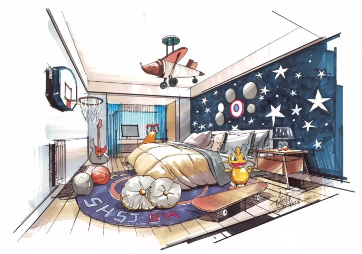 儿童房马克笔上色步骤图! - 效果图交流区-建e室内