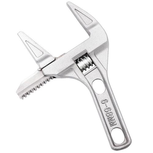 卫浴扳手短柄大开口水龙头水管安装专用工具多功能活动扳手银色款