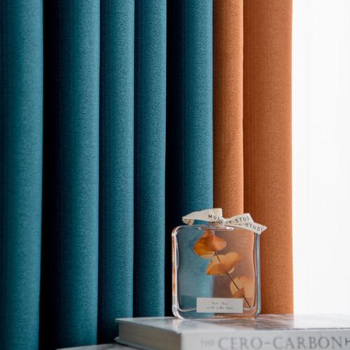 现代简约纯色拼接窗帘布流光溢彩水晶亮三条遮光加厚家装工程窗帘