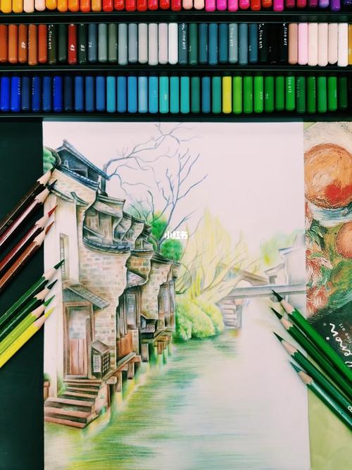 彩铅江南水乡之美_彩铅_新区哥伦布广场攻略_哥伦布_手绘_水彩画_风景
