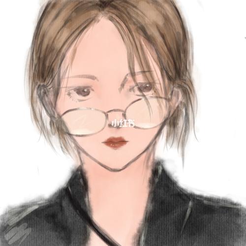 手绘头像|戴眼镜女头_手绘_眼镜_手绘头像_素材_头像
