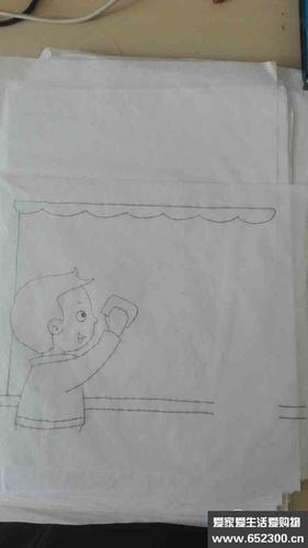 如何画擦玻璃的小男孩的简笔画