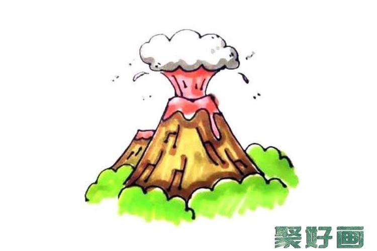 火山爆发简笔画步骤教程怎么画简笔画教程