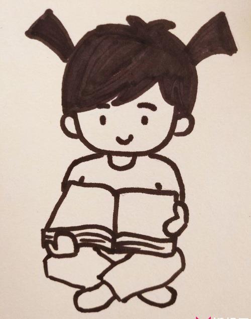 今天中华小学生网小编为大家带来读书的小女孩简笔画教程,小女孩坐着