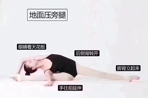 请同学们左右交替横叉压旁腿,共20次.