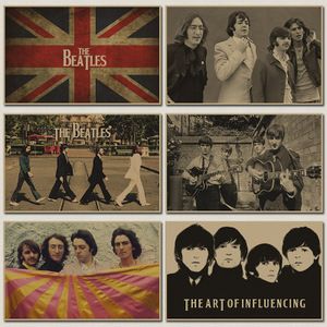 披头士 beatles 怀旧复古音乐摇滚牛皮纸海报 列侬装饰画芯贴挂画