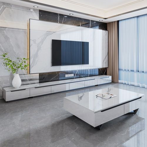 轻奢岩板茶几电视柜组合现代简约小户型客厅落地意式极简地台墙柜