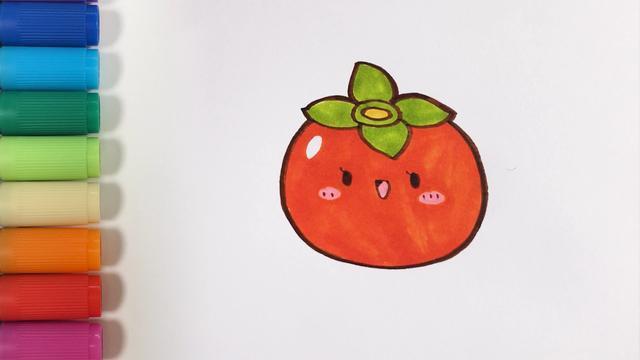 儿歌多多儿童简笔画柿子霜降节气宝贝学画红彤彤的大柿子