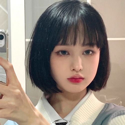 2020圆脸减龄最火短发,只剪不烫的短发发型 网红假发女短发轻薄自然逼真包脸圆脸波波头短直发全头套式 减龄
