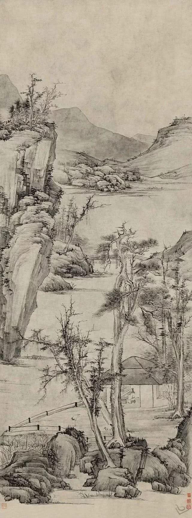 笔墨苍劲清代画家弘仁山水画作品欣赏