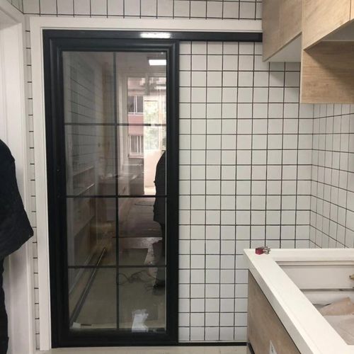 定制卫生间黑色单扇推拉门吊轨厨房隔断玻璃单轨移门轨道铝镁合金