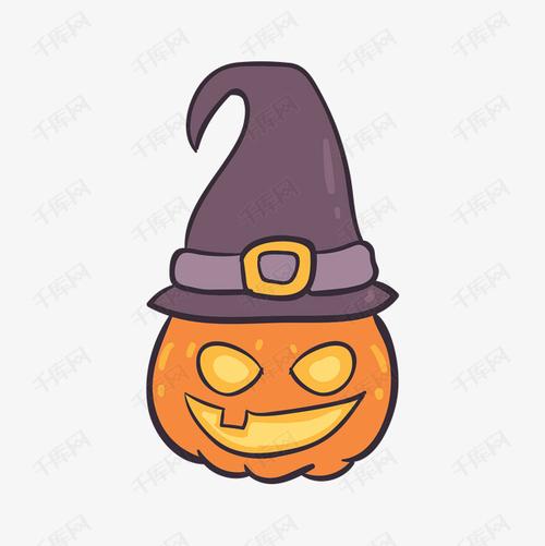 手绘万圣节南瓜巫师装饰图案