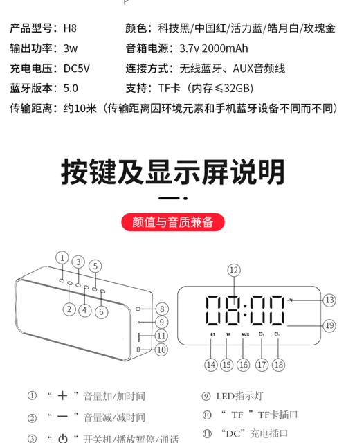 火豹h8无线蓝牙音箱家用低音炮手机迷你闹钟蓝牙小音响随身便携式小型