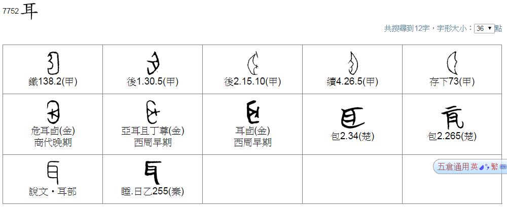 图中字为"耳"字的小篆字形