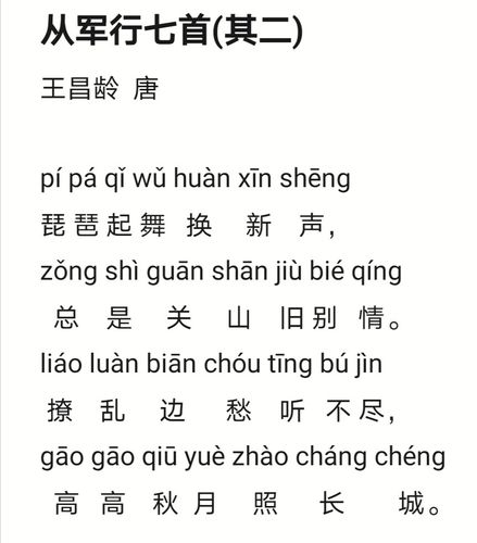每日一诗——15.从军行七首(其二)(唐 王昌龄)