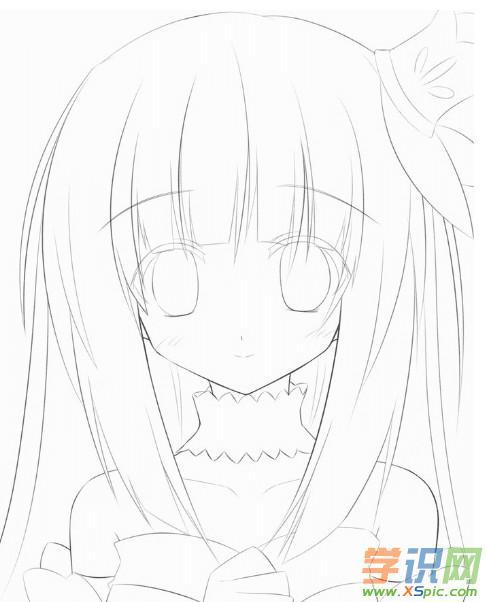 动漫女孩发型图片铅笔画