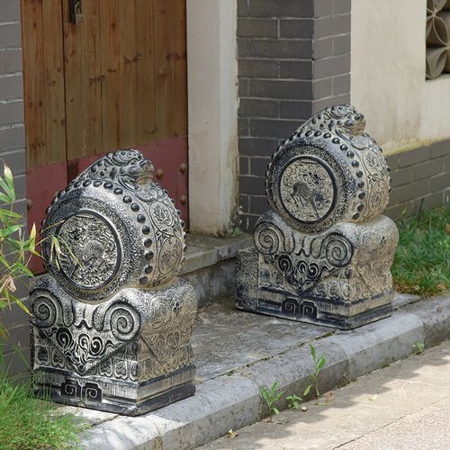 中式仿古禅意抱鼓石仿石雕工艺品别墅庭院大门口门墩装饰门当户对