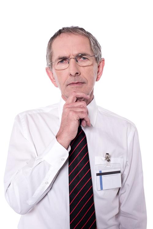 男医生,手托下巴,思考,老头,医生,手
