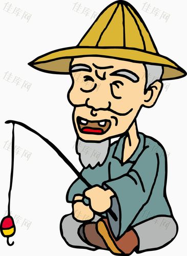 钓鱼的老翁_卡通手绘_1840*2524px_编号10353374_png