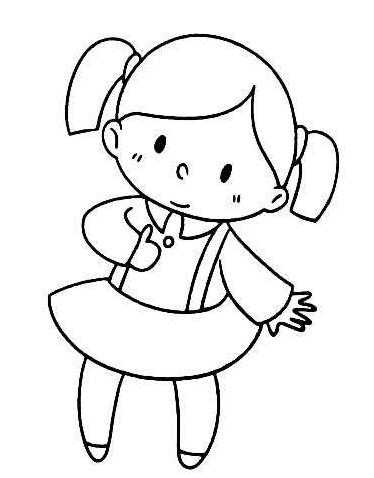 小学生女生的裙子下面 穿裙子的小女孩的儿童画作品