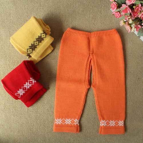 童裤批发 手工编织毛线裤 婴儿开档裤 儿童毛裤 宝宝保暖裤 花边