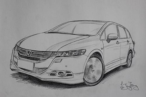 铅笔素描汽车杂志