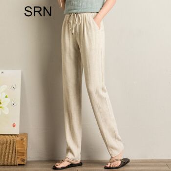 srn高端原创女装 棉麻女裤夏季薄款亚麻长裤休闲裤女宽松2021新款裤子