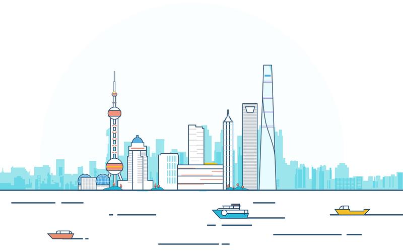 上海陆家嘴城市扁平化插画