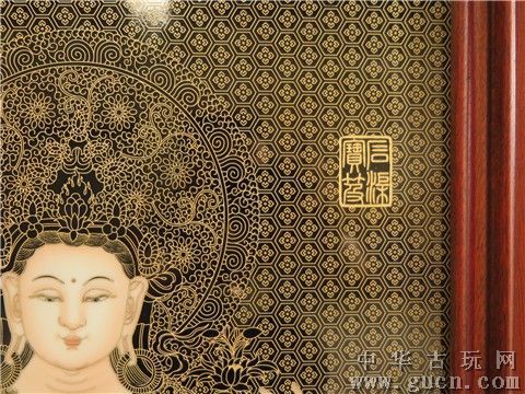 丁观鹏描金佛像瓷板画