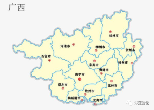 14个地级市:南宁市,崇左市,柳州市,来宾市,桂林市,梧州市,贺州市