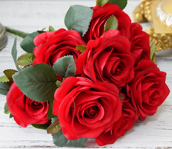 韩式玫瑰10头玫瑰大朵玫瑰婚礼玫瑰相思玫瑰仿真花绢花软装饰