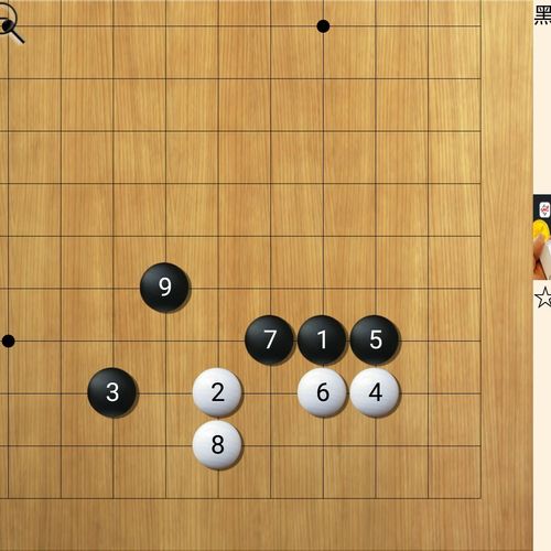 星位一间夹飞罩 星星占角,小飞挂角,黑棋夹,白棋点 黑棋挡(和点三-3挡