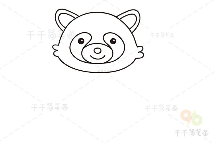 简笔画>-可爱的浣熊简笔画图解_浣熊简笔画> 第一步:画出小浣熊的脸部
