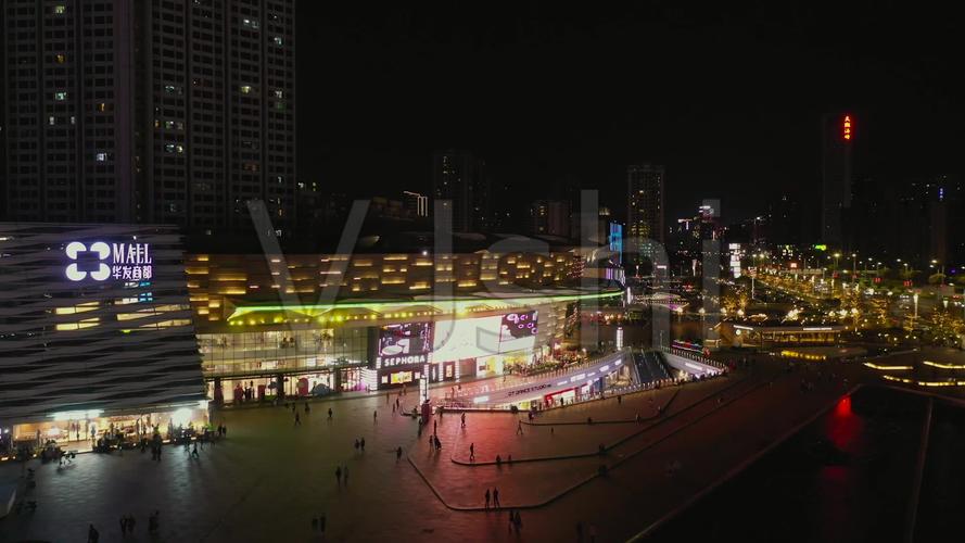 华发商都夜景白天航拍