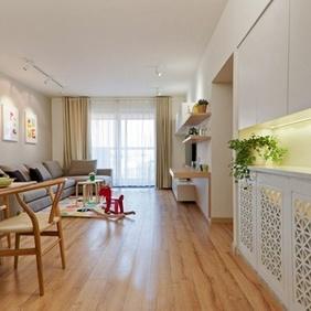 北欧木地板装修效果图,风格是北欧局部设计是木地板的家装效果实景图