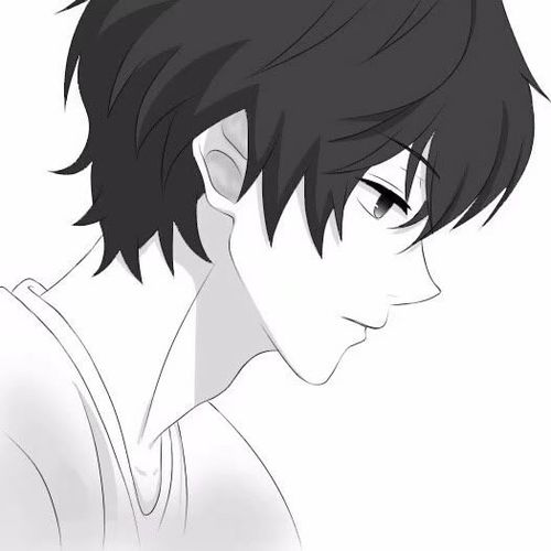 侧脸男孩线条画头像