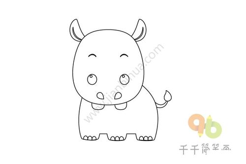 幼儿涂色画 河马简笔画图片