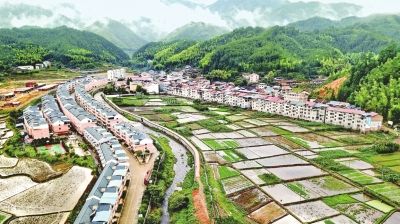 俯瞰福建省南平市浦城县山下乡小溪新村.