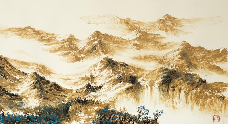 水法硬笔画之崇山峻岭(泥巴画)