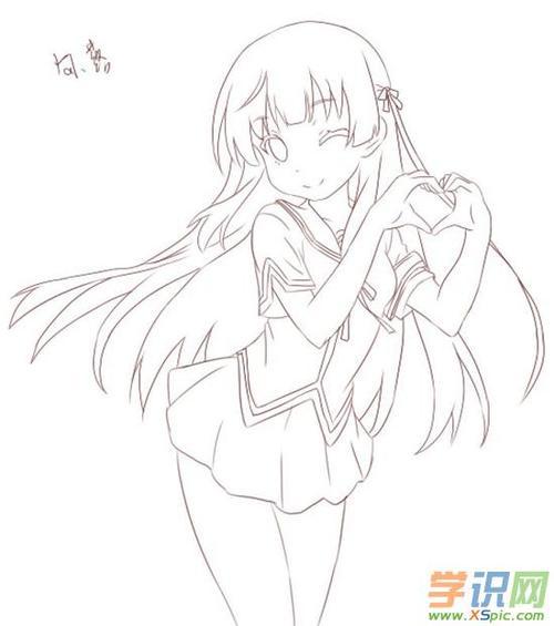 动漫少女素描高清头像图片