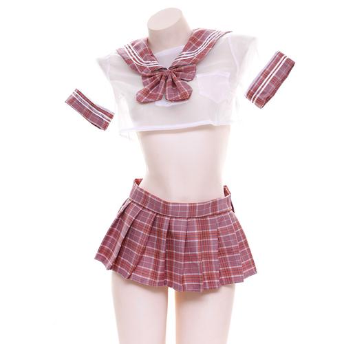 夏季调情绪睡内衣极度性感透明短睡裙子jk制服套装肚兜式百褶诱惑