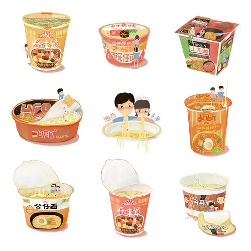 于是 因为不能吃才画泡面  结果 越画越想吃 陷入死循环