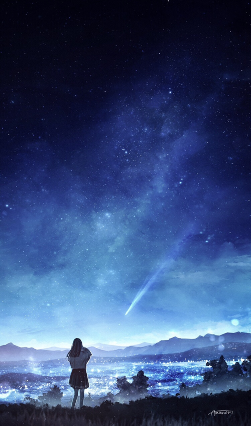 手机壁纸星空特辑第18期星空下唯美背影byb站盐泽2021年6月28日