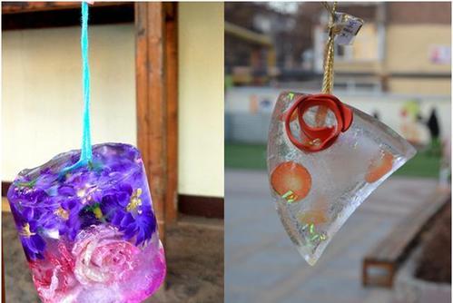 高清组图丨巧手宝宝冰灯展