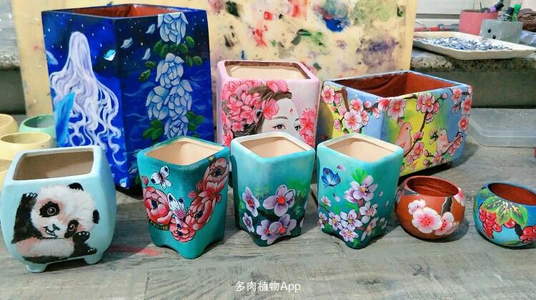手绘花盆,丙烯手绘,做防水处理,各种盆型,尺寸款式多样,喜欢的和我