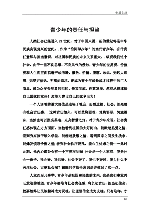 青少年的责任与担当素材docx7页