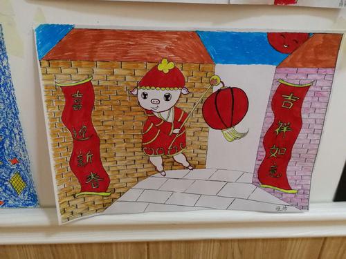 嘉节幼儿园大班迎新年绘画作品展