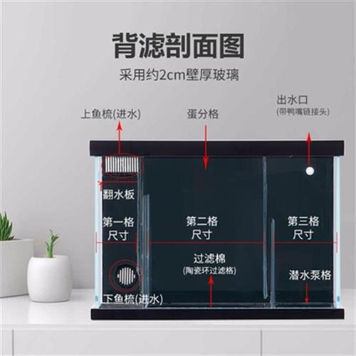 金晶超白玻璃背滤侧p滤生态鱼缸