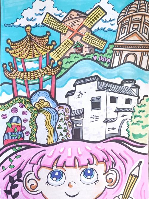 "我的梦想"主题儿童画_儿童画_园林_云南大学自由行热门攻略_建筑